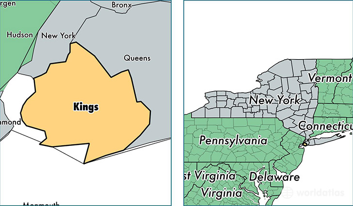 location of Kings county on a map