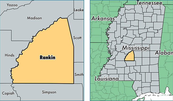 location of Rankin county on a map