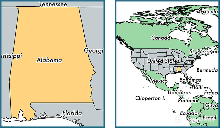 Where is Alabama state? / Where is Alabama Located in The World