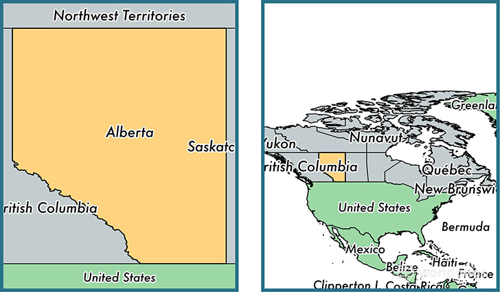 Location of province of Alberta on a map