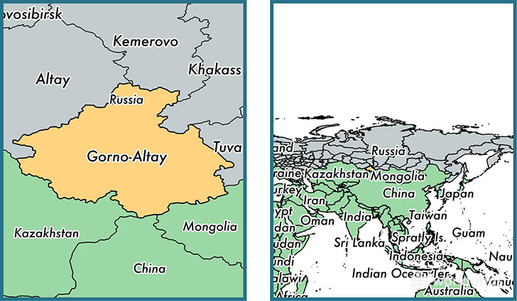Location of administrative territory of Altai Krai on a map
