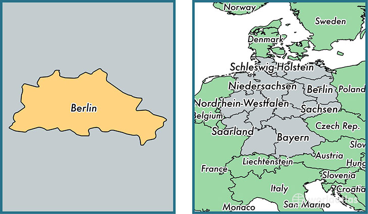 Location of state of Berlin on a map