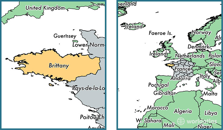 Location of metropolitan region of Brittany on a map