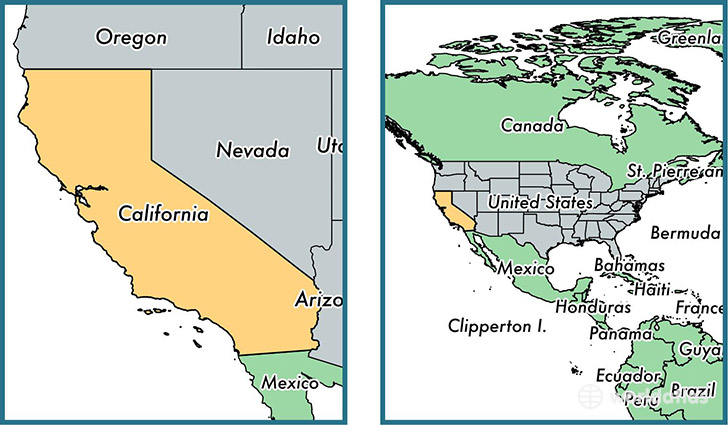 Location of state of California on a map