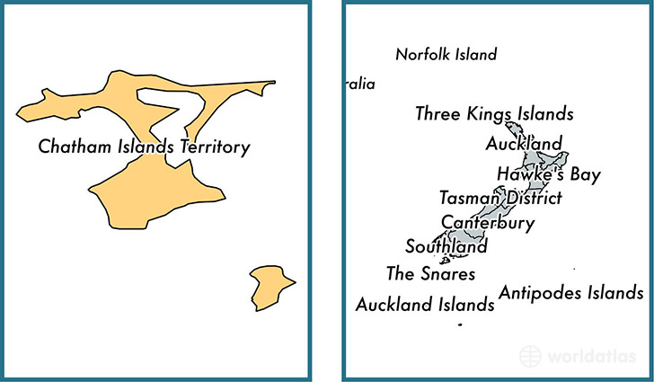 Location of special island authority of Chatham Islands Territory on a map