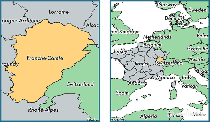 Location of metropolitan region of Franche-Comte on a map