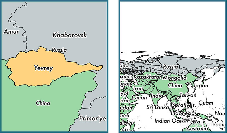 Location of autonomous region of Jewish Autonomous Oblast on a map