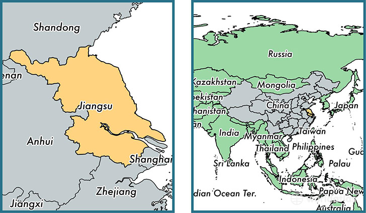 Location of province of Jiangsu on a map