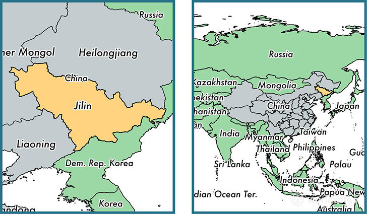 Location of province of Jilin on a map