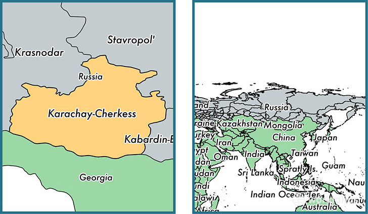 Location of republic of Karachay-Cherkessia on a map