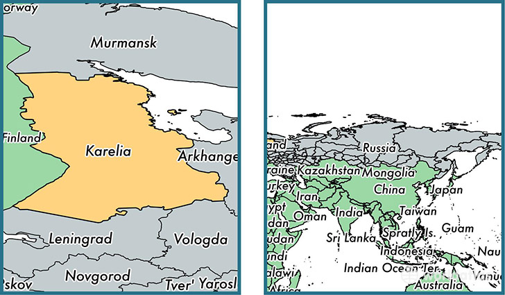 Location of republic of Karelia on a map
