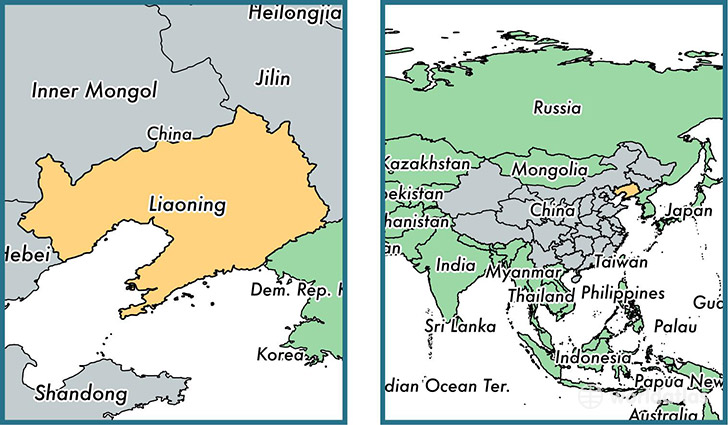 Location of province of Liaoning on a map