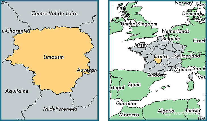Location of metropolitan region of Limousin on a map