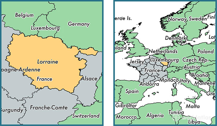 Location of metropolitan region of Lorraine on a map