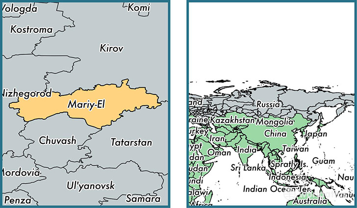 Location of republic of Mari El on a map