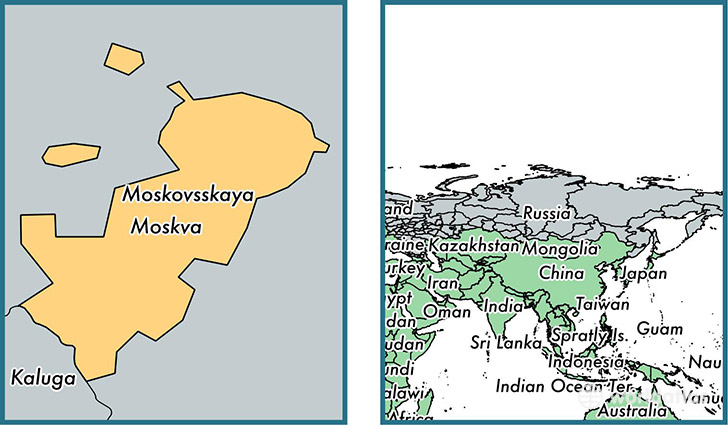 Location of autonomous city of Moscow on a map