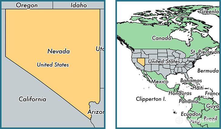 Location of state of Nevada on a map