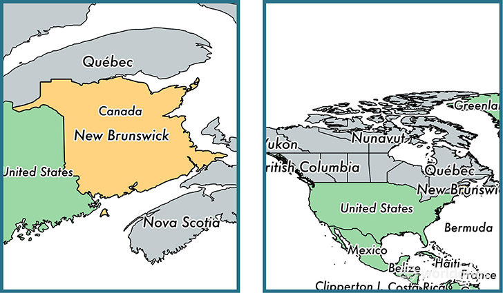 Location of province of New Brunswick on a map