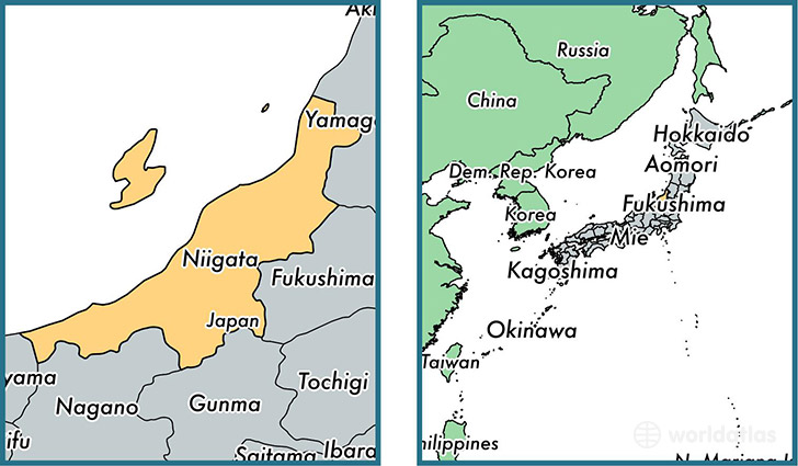 Location of prefecture of Niigata on a map