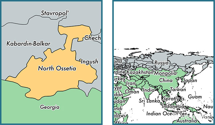 Location of republic of North Ossetia-Alania on a map