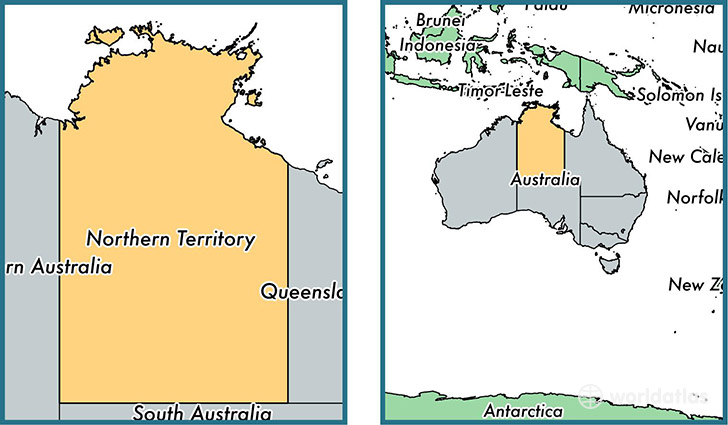 Location of territory of Northern Territory on a map