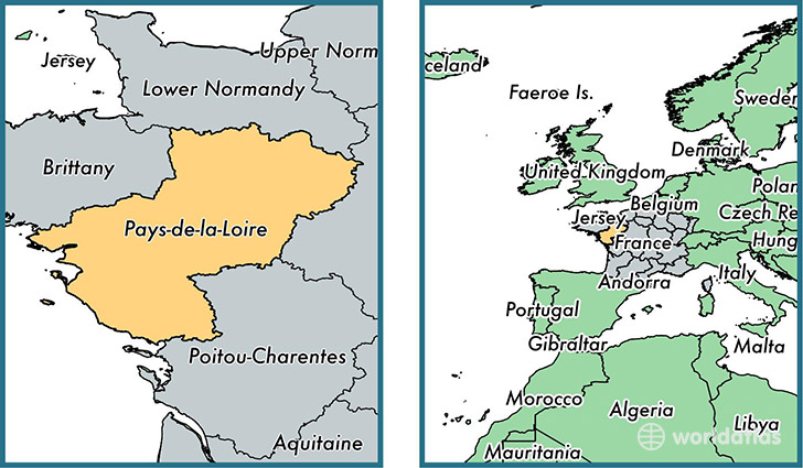 Location of metropolitan region of Pays-de-la-Loire on a map