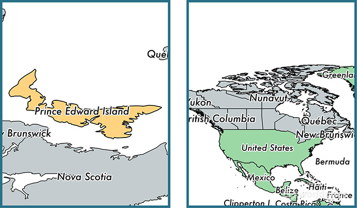 Location of province of Prince Edward Island on a map