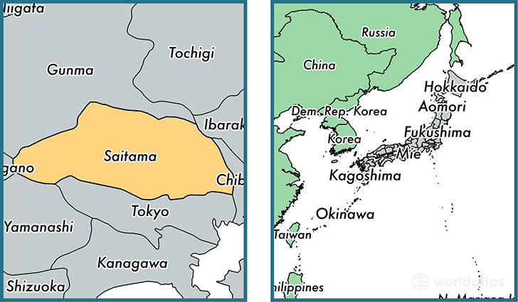 Location of prefecture of Saitama on a map