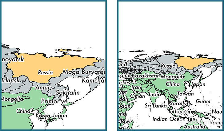 Location of republic of Sakha on a map