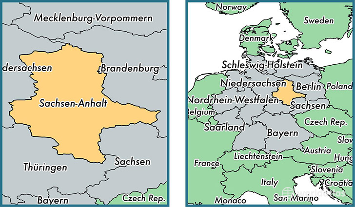 Location of state of Saxony-Anhalt on a map