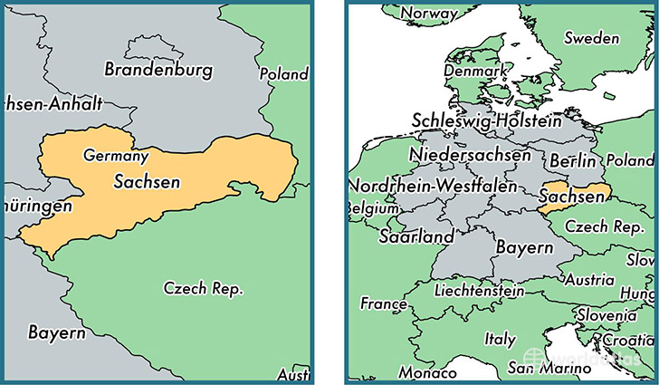 Location of state of Saxony on a map