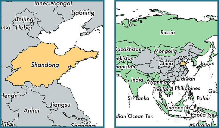 Location of province of Shandong on a map