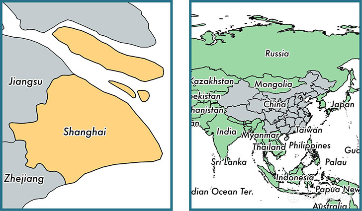 Location of municipality of Shanghai on a map