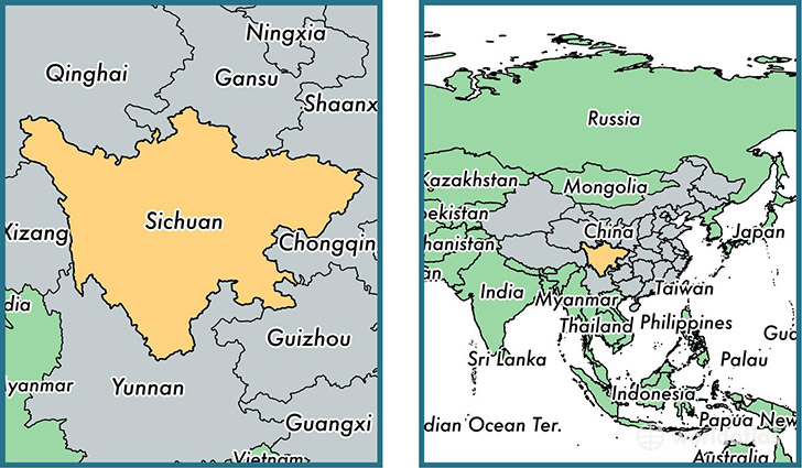 Location of province of Sichuan on a map