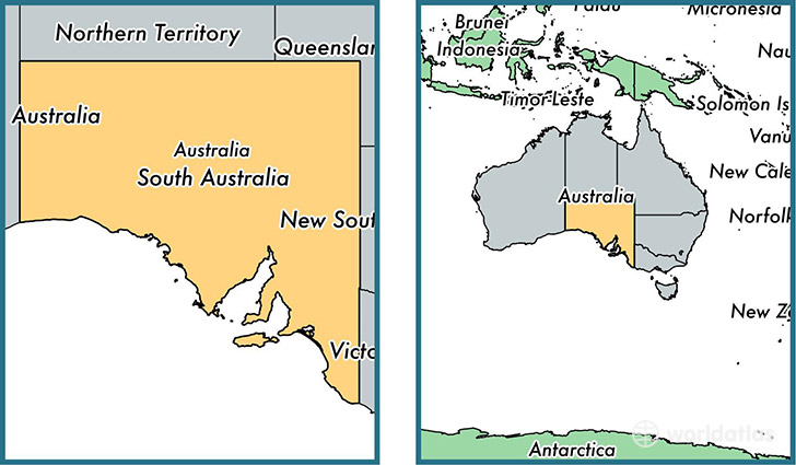 Location of state of South Australia on a map