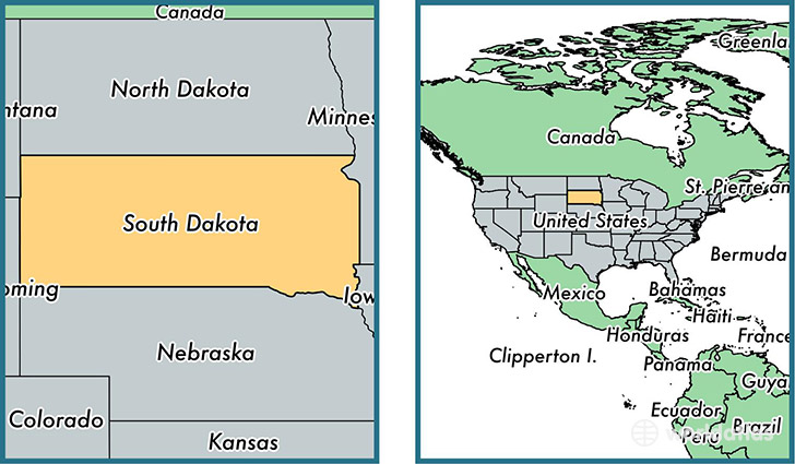 South Dakota Time Zone Map