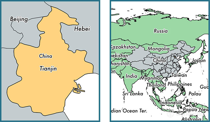 Location of municipality of Tianjin on a map