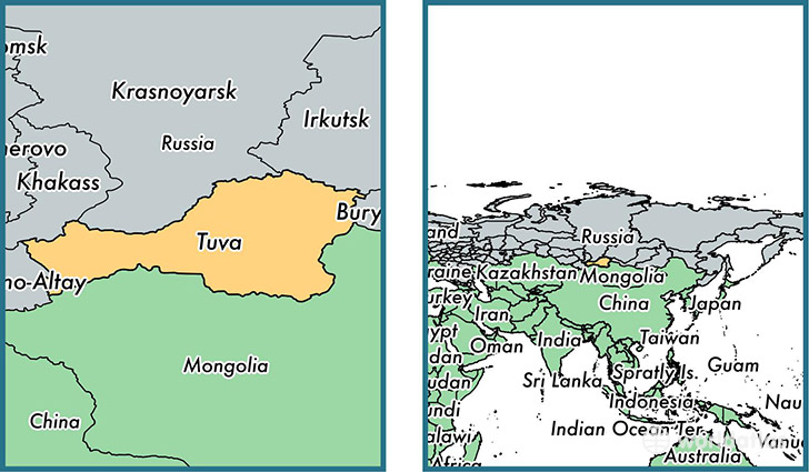 Location of republic of Tuva on a map