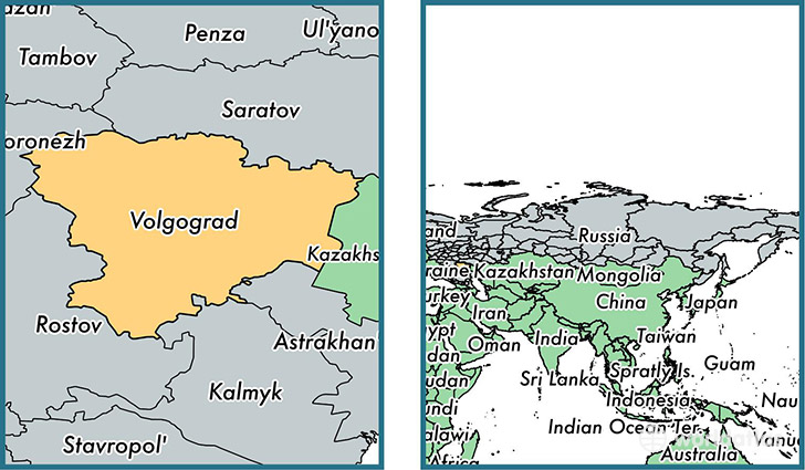 Location of administrative region of Volgograd Oblast on a map
