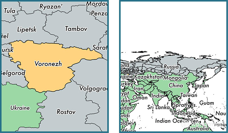 Location of administrative region of Voronezh Oblast on a map