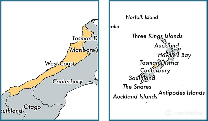 Location of regional council of West Coast on a map