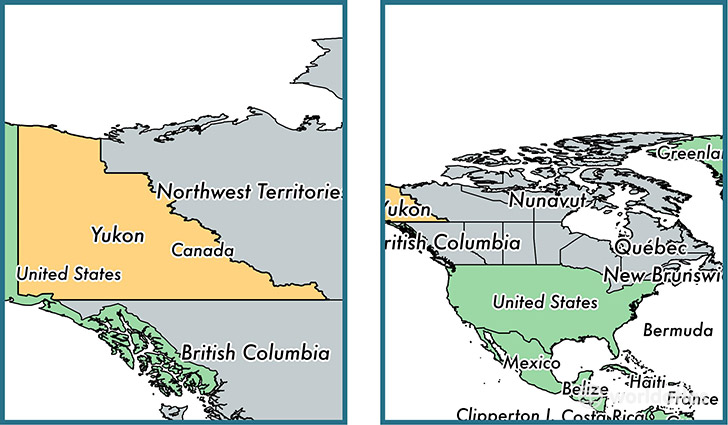 Location of territory of Yukon on a map
