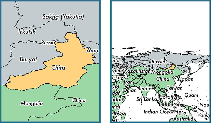 Location of administrative territory of Zabaykalsky Krai on a map