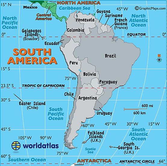 map of southern america South America map of southern america