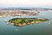 Aerial view of Governors Island, New York. 