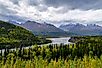A view of the Matanuska-Susitna Valley through the Rainbow Mountain range in Alaska