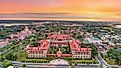Aerial view of the downtown skyline of St. Augustine, Florida. 
