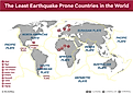 a map showing the countries least prone to earthquakes