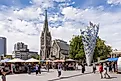 Street market in Cathedral Square, Christchurch, New Zealand. Image Credits: Travellight via Shutterstock