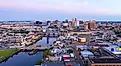 Dusk Falls on the downtown area of Newark, New Jersey.